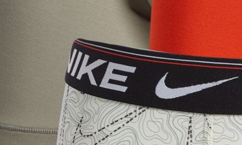 Shop Nike Dri-fit Ultra Comfort 3-pack Boxer Briefs In Nature Captured/ Red/ Stucco