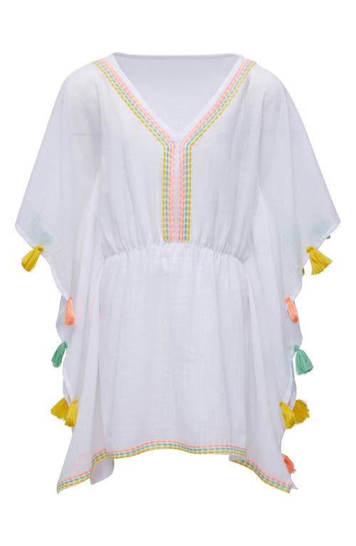 Snapper Rock Kids' Coastal Tassel Trim Cotton Cover-Up in White 