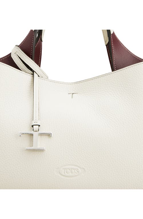 Tod's Apa 2 Mini Leather Top-handle Bag In Bianco Calce/bordeaux