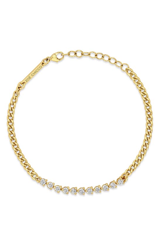 Shop Zoë Chicco Diamond Tennis Bracelet In Yellow Gold