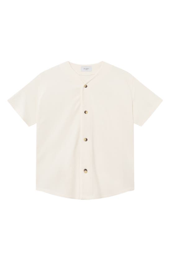 Shop Les Deux Barry Button-up Cotton Baseball Jersey In Light Ivory