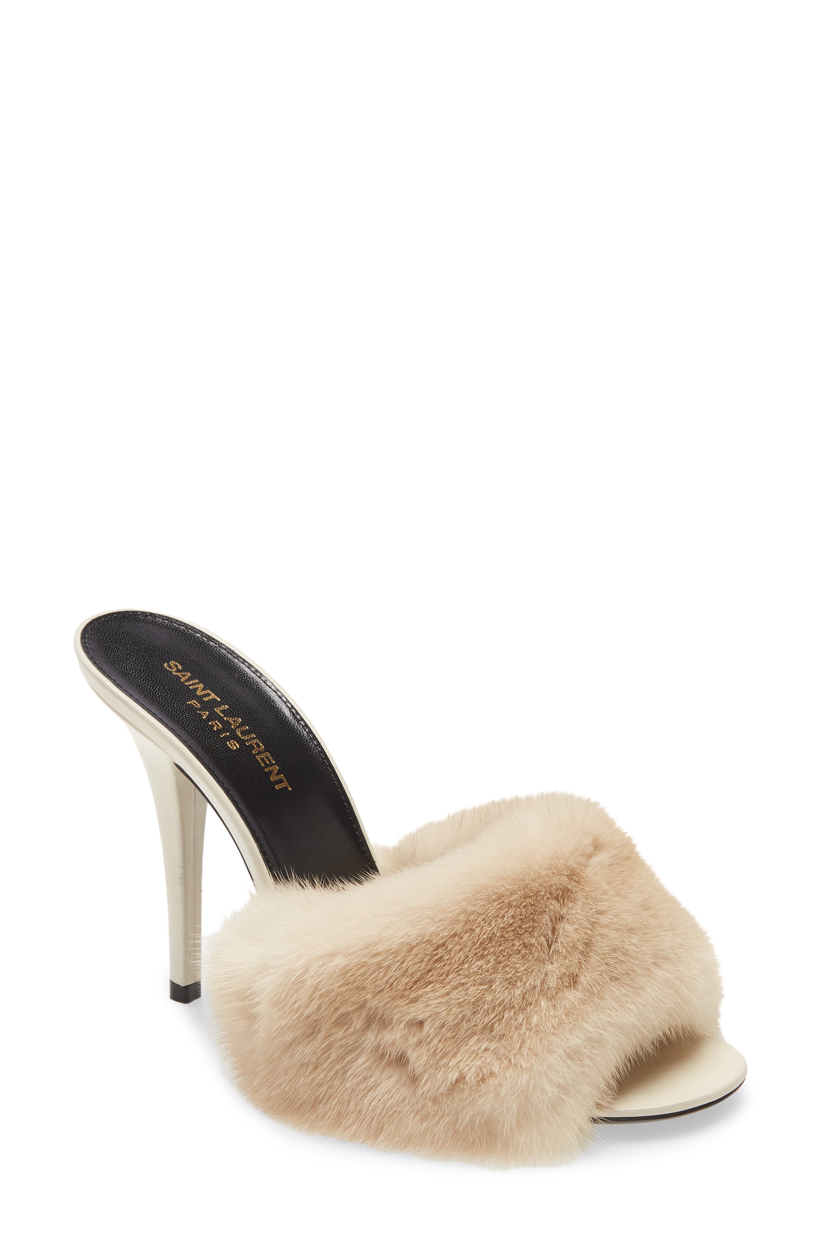 ysl fluffy slippers