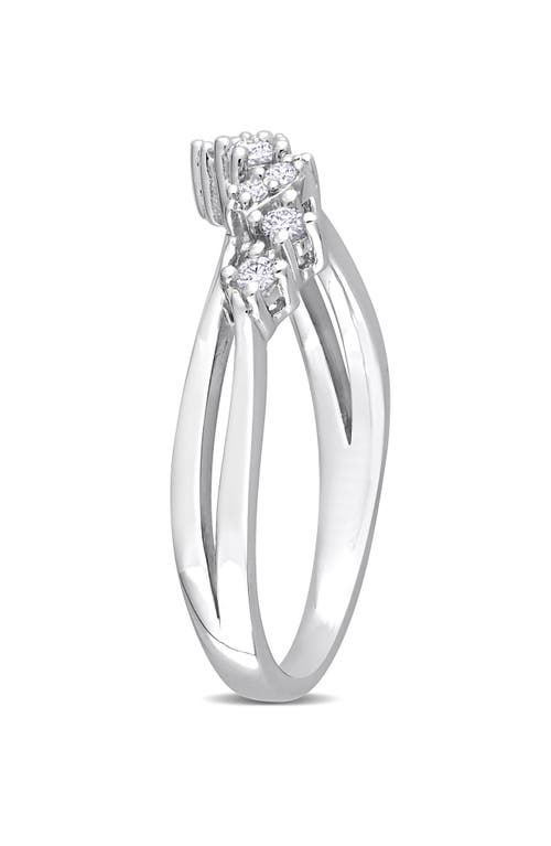 Delmar Wavy Diamond Ring In Silver