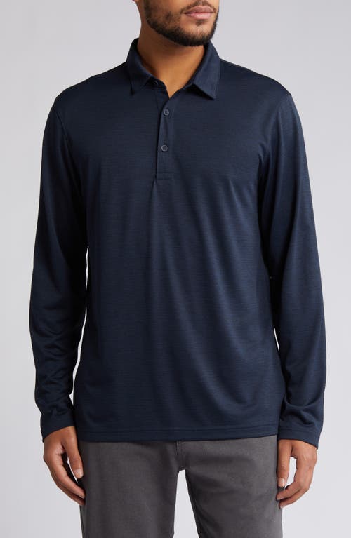 Zella Driver Performance Long Sleeve Polo In Navy Eclipse Melange
