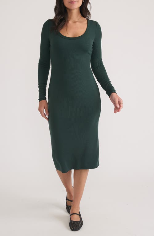 Shop Marine Layer Lexi Long Sleeve Rib Midi Dress In Green Gables