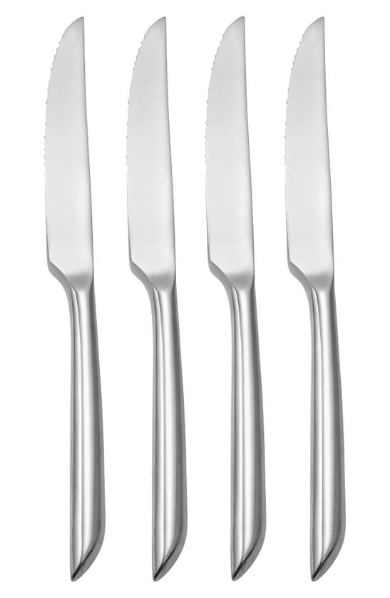 Shop Nambe Frond Set Of 4 Steak Knives In Metallic Silver