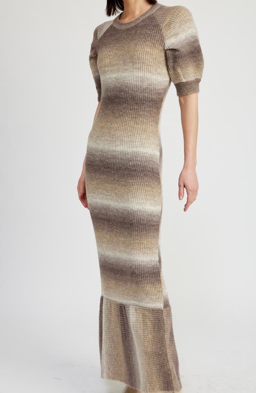 Shop En Saison Greer Ombré Short Sleeve Sweater Dress In Brown Ombre