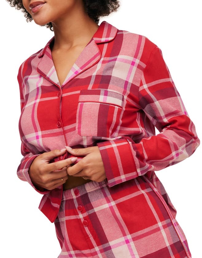 Adore Me Cecelia Pajama Set In Plaid Red