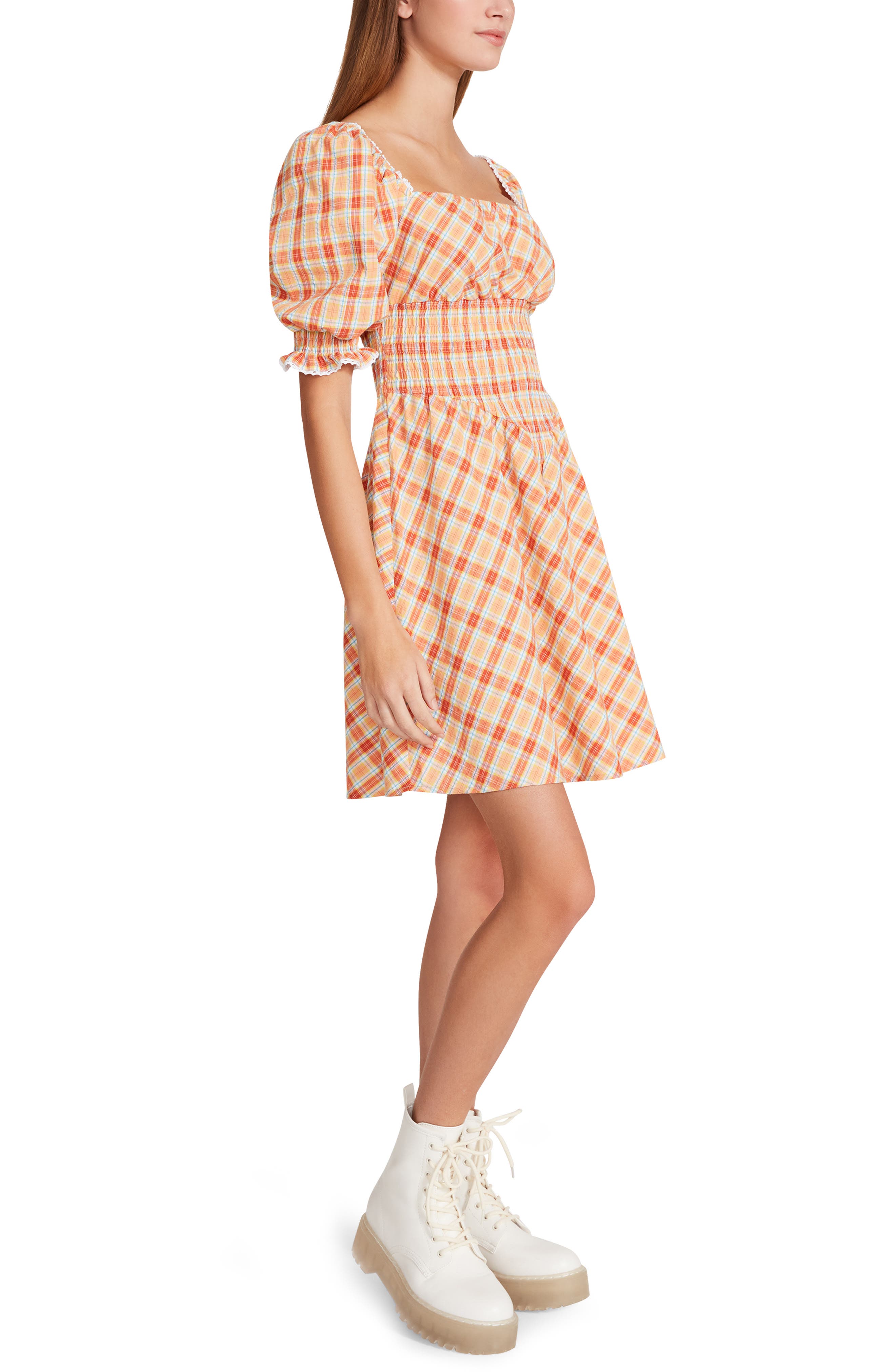 Betsey Johnson Seersucker Plaid Puff 