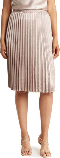 Solid Satin Pleated Skirt