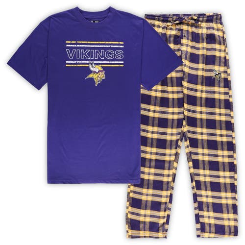 Men's Concepts Sport Purple/Gold Minnesota Vikings Big & Tall Flannel Sleep Set