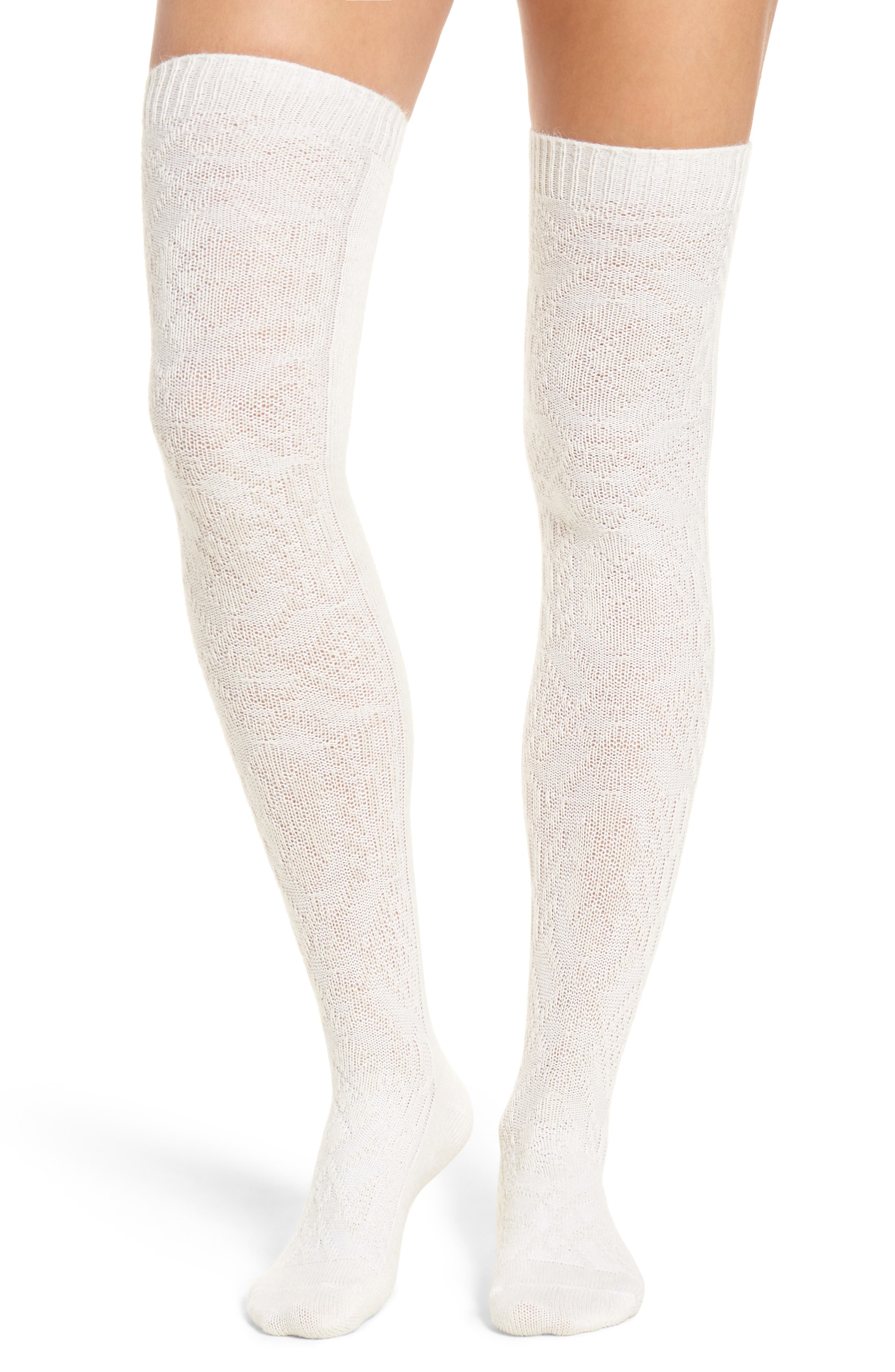 Peony & Moss Cable Knit Thigh High Socks Nordstrom