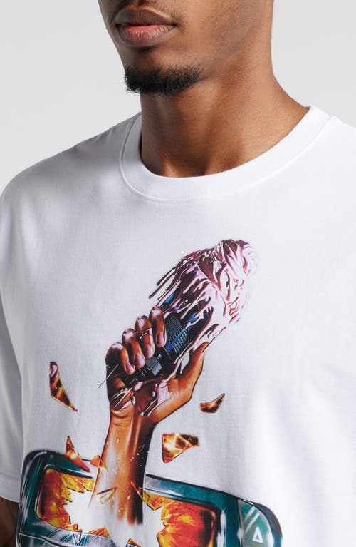 Shop Icecream Hit My Beeper Cotton Graphic T-shirt In White