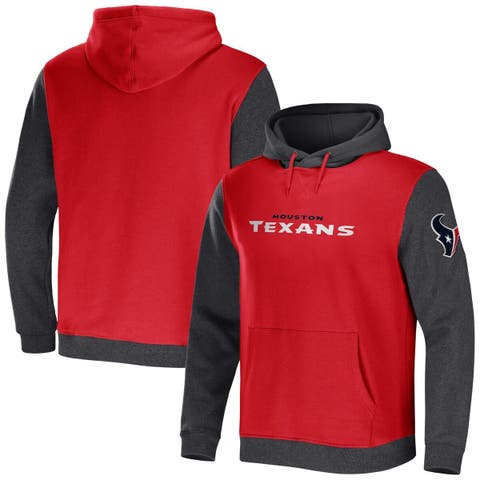 Women's Antigua Heather Gray/Navy Houston Texans Victory Raglan Sleeve Pullover Hoodie