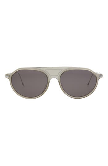 Shop Thom Browne 55mm Aviator Sunglasses In Satin Crystal Grey Silver