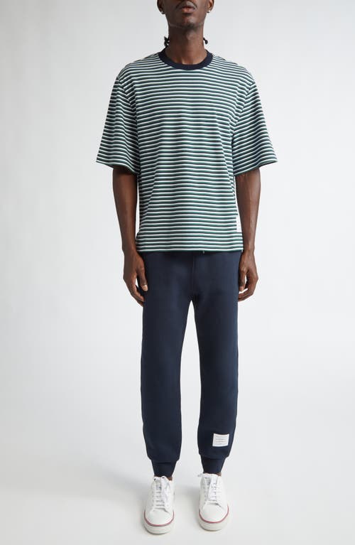 Shop Thom Browne Oversize Stripe High-low Hem Cotton T-shirt In Navy/green/white