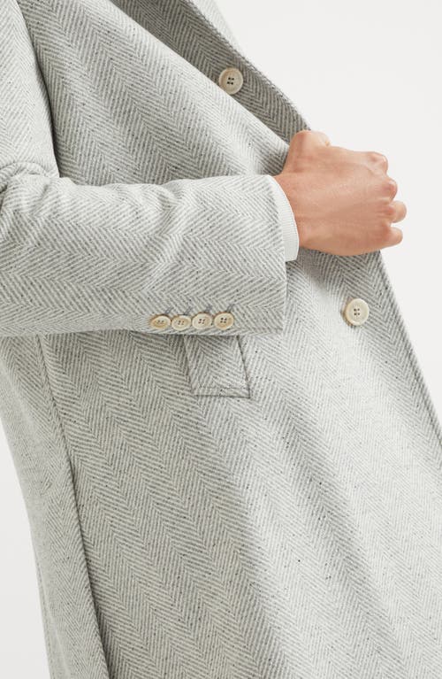 Shop Brunello Cucinelli Chevron Coat In Pearl Grey