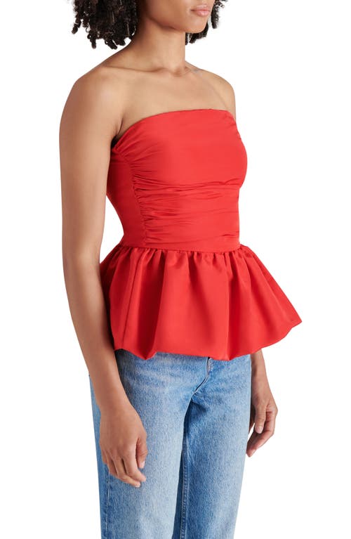 Shop Steve Madden Amari Strapless Peplum Top In Red