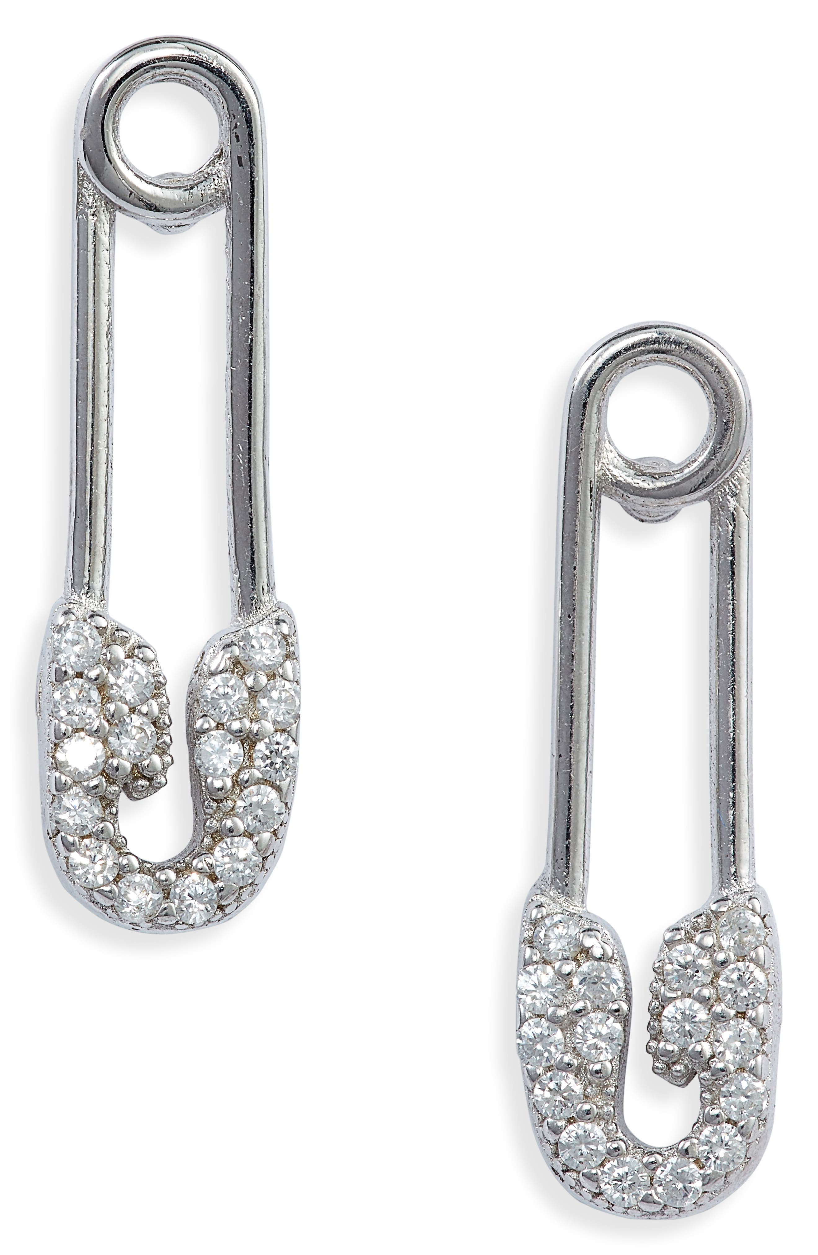 Adina’s Jewels Pavé Safety Pin Earrings Nordstrom