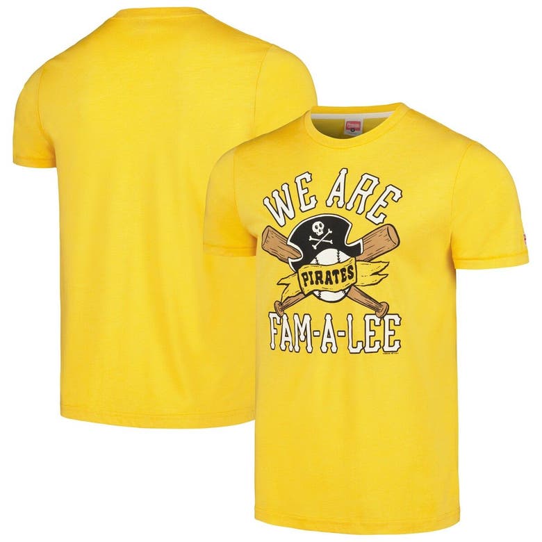 Shop Homage Gold Pittsburgh Pirates Doodle Collection We Are Fam-a-lee Tri-blend T-shirt