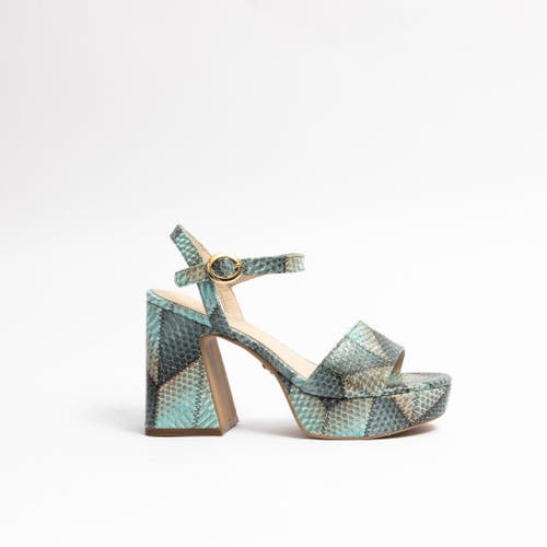 Shop Cecelia New York Bernice Snake Embossed Platform Sandal In Olive Snake