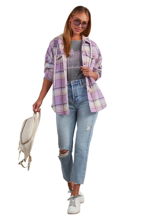 Shop Vici Collection Vaughn Plaid Hooded Shacket In Purple