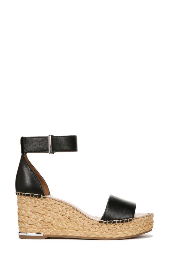 Shop Franco Sarto Clemens Ankle Strap Platform Wedge Sandal In Black Raffia