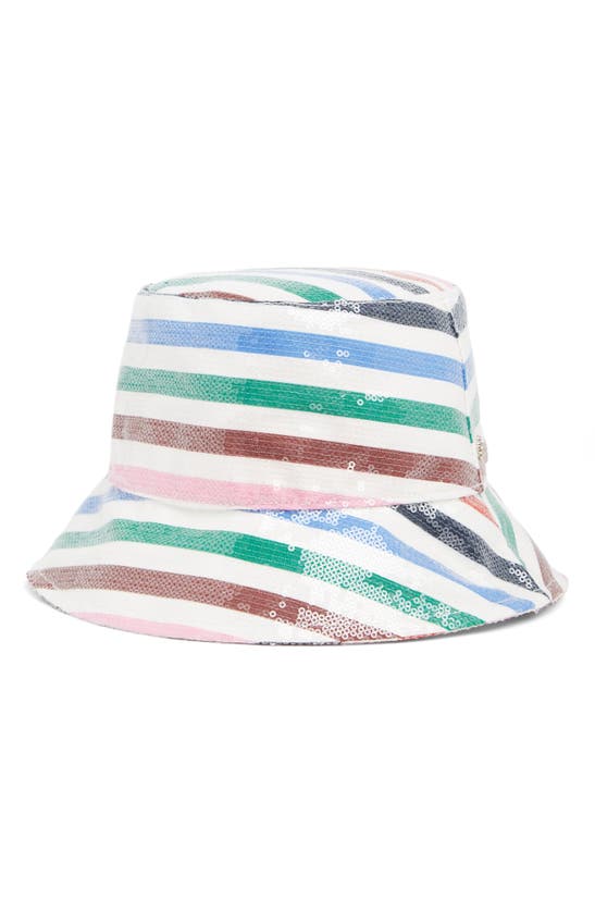 Shop Kate Spade Adventure Stripe Sequin Bucket Hat In Cream Multi