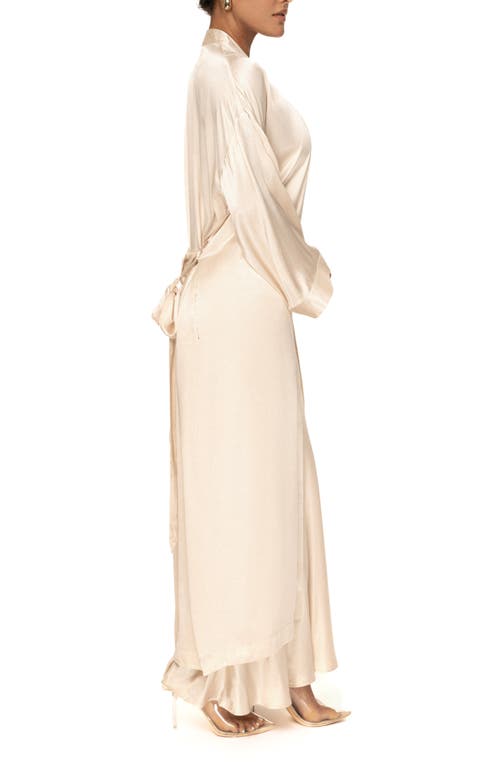 Shop Jluxlabel Forever & Always Satin Robe In Beige