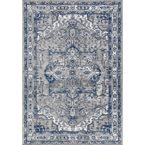 Jonathan Y Modern Persian Vintage Medallion Area Rug In Light Gray/navy