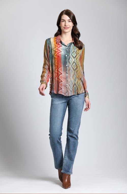 Shop Apny Ikat Print Button-up Shirt In Rust Multi