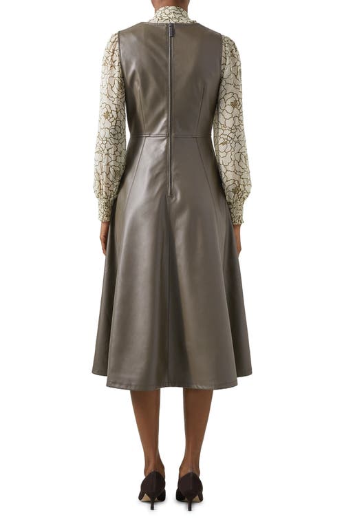 Lk Bennett Laurie Faux Leather Pinafore Dress In Olive
