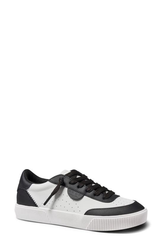 Shop Reef Lay Day Seas Sneaker In Black/ White Leather