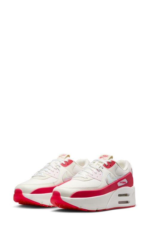 Nike Air Max 90 Lv8 Platform Sneaker In Sail/siren Red/pearl Pink