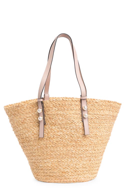 btb Los Angeles Gia Straw Tote in Natural/Petal