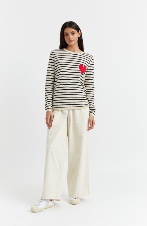 Chinti & Parker Navy-cream Breton Heart Wool-cashmere Sweater In Cream