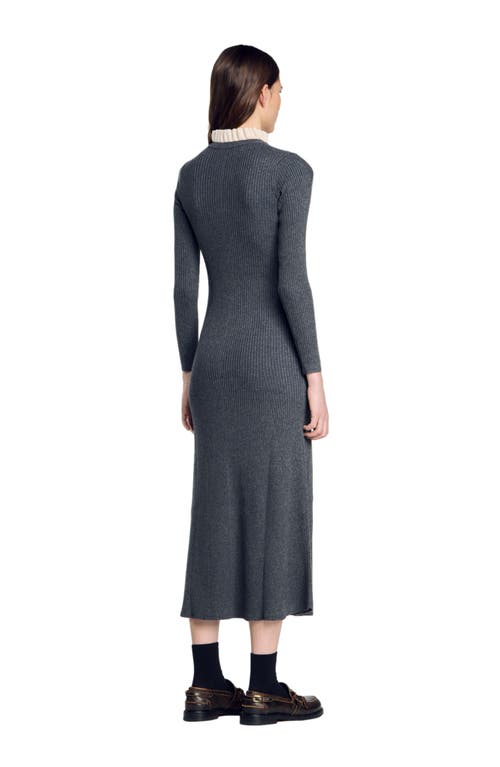 Shop Sandro Knit Maxi Dress In Dark Grey