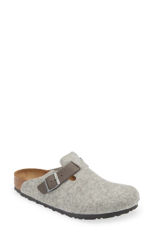 Shop Birkenstock Boston Wool Felt Clog In Light Gray/iron