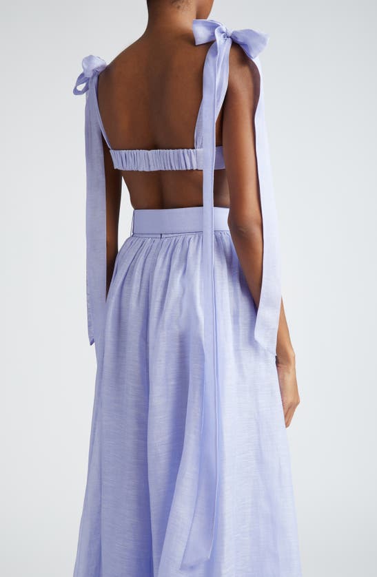 Zimmermann Tie Strap Linen & Silk Bustier Top In Periwinkle