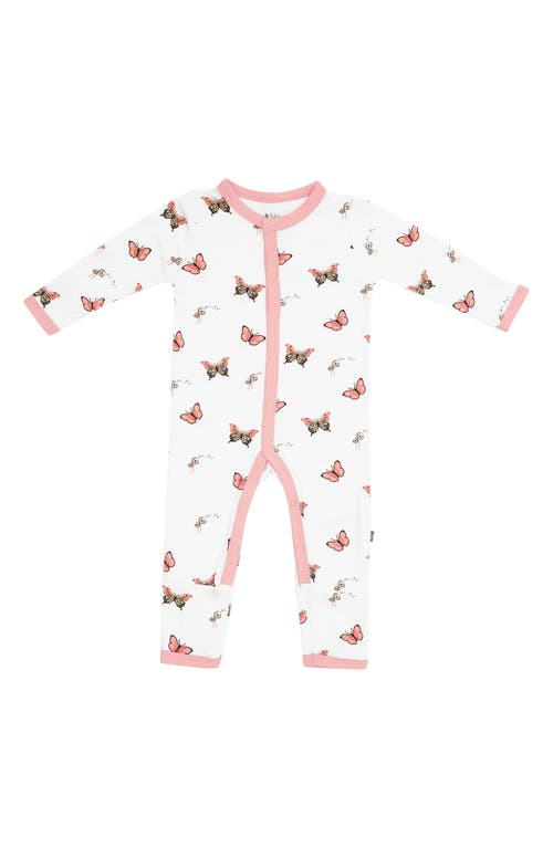 Kyte BABY Snap-Up Romper in White/Butterfly at Nordstrom