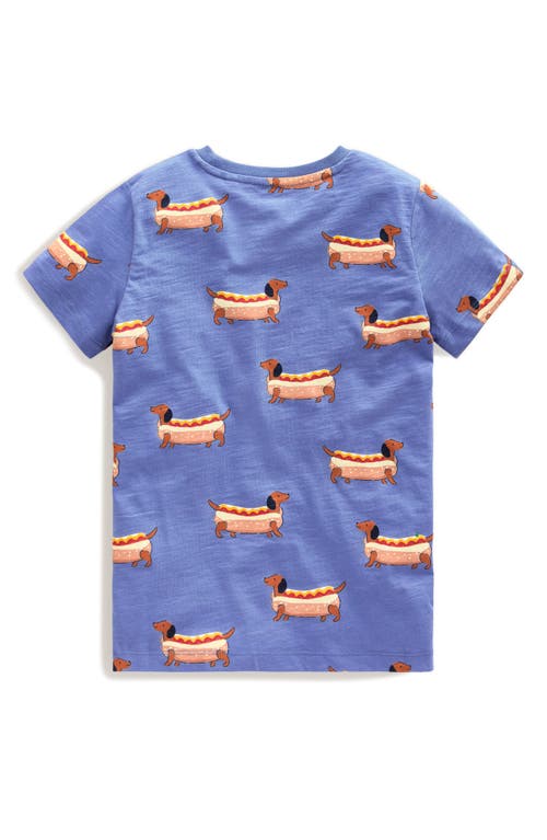 Mini Boden Kids' Print Cotton T-shirt In Surf Blue Hot Dog