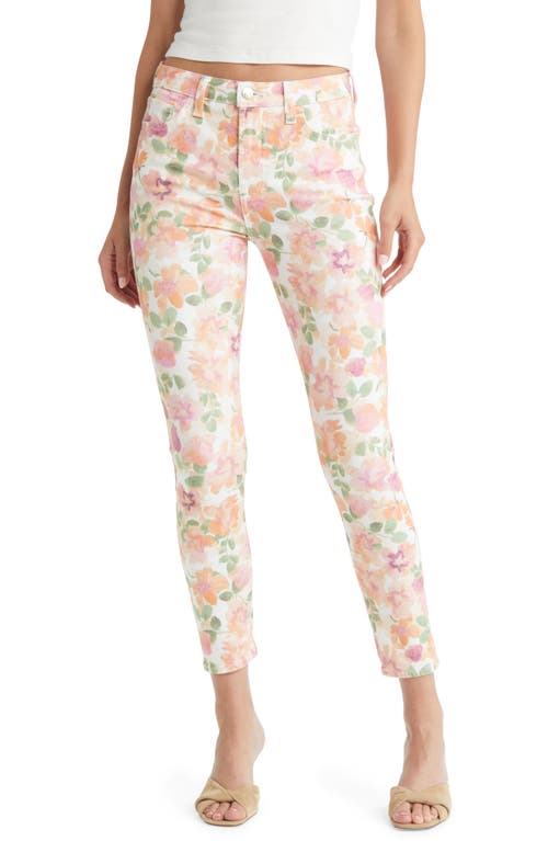Floral Print Mid Rise Ankle Skinny Jeans in Waterclr Floral