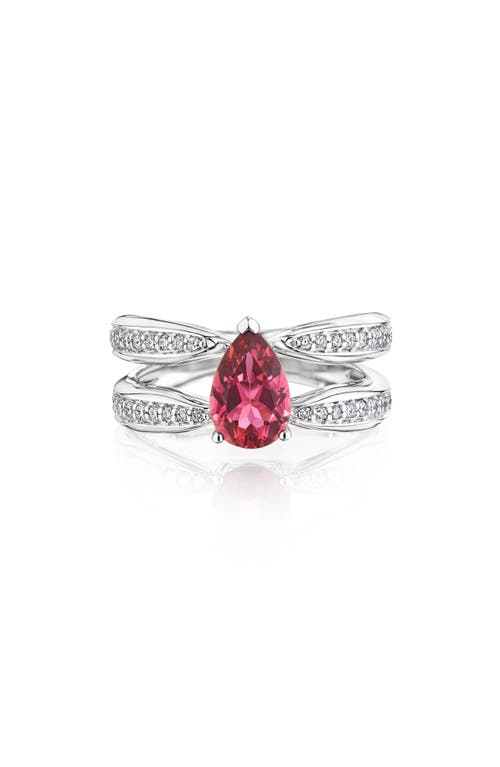 Pink Tourmaline & Diamond Ring in White Gold