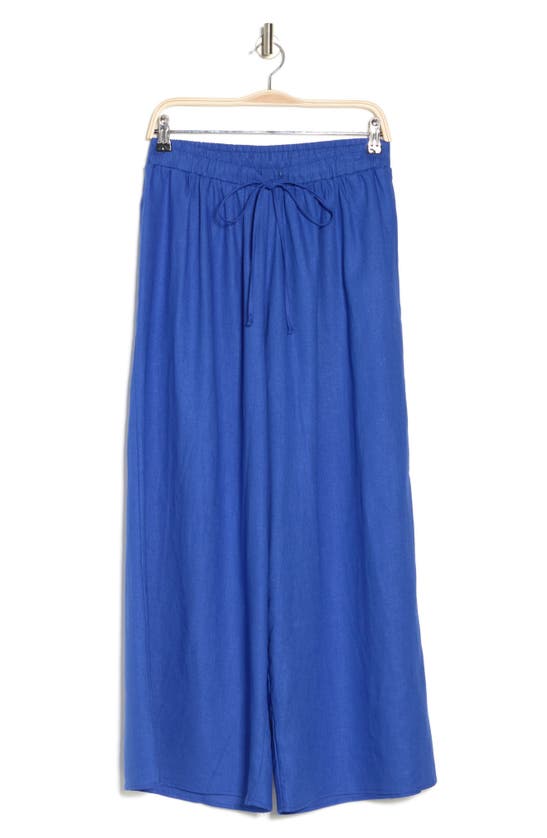 Vince Camuto Linen Blend Cropped Pants In Blue