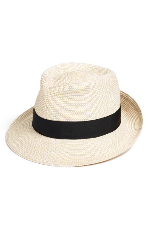 Shop Eric Javits Classic Squishee® Straw Packable Fedora Sun Hat In Cream/black