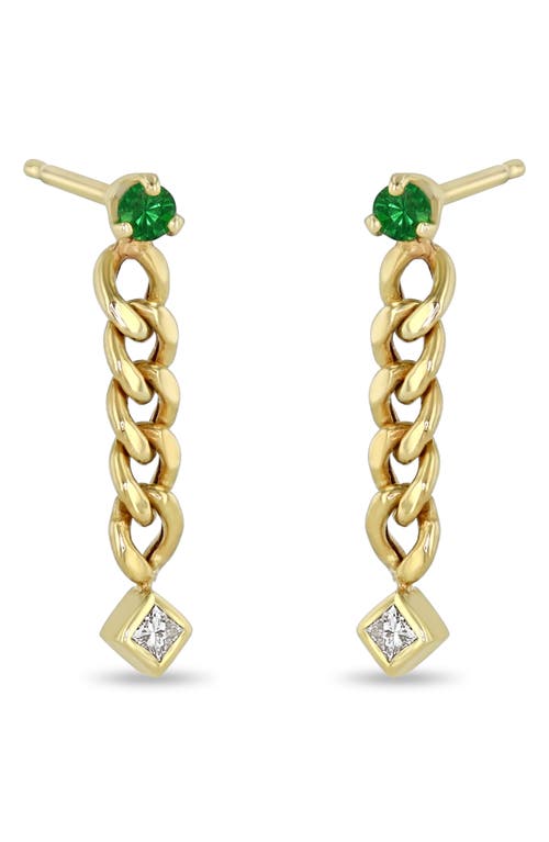 Zoë Chicco Emerald & Diamond Chain Earrings in 14K Yg at Nordstrom