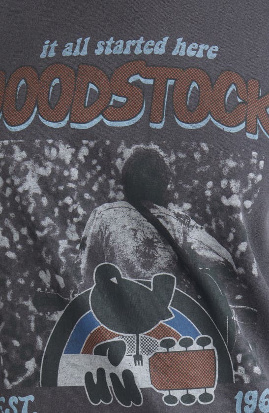 Shop Vinyl Icons Woodstock Peace & Music Graphic T-shirt In Washed Black
