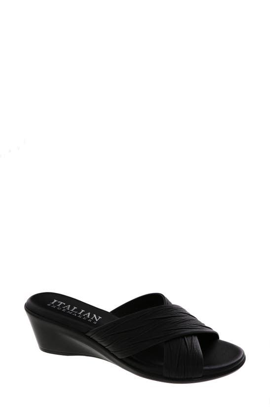 Italian Shoemakers Kenny Wedge Slide Sandal In Black