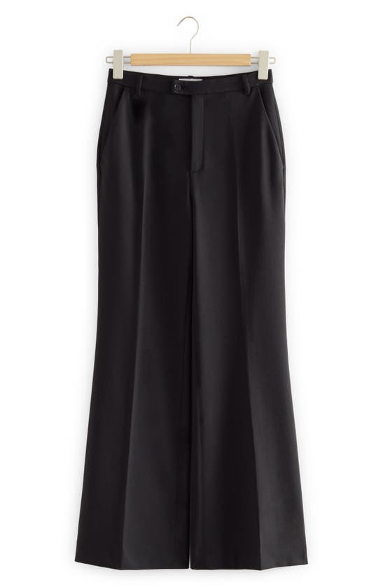 & Other Stories Tailored Pressed Crease Flare Leg Trousers In Black