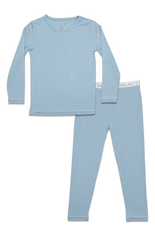 Bellabu Bear Kids' Oasis Solid Two-Piece Fitted Pajamas Teal at Nordstrom,